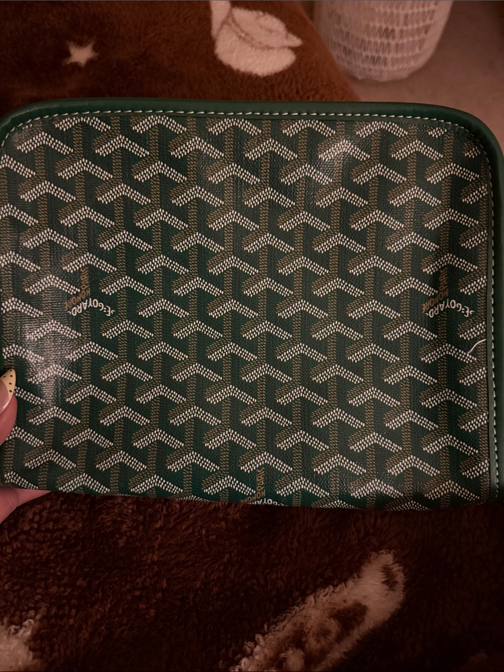 Designer-Inspired Green Patterned Men's Pouch